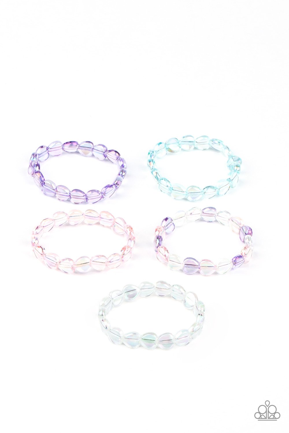 STARLET SHIMMER IRIDESCENT HEART BEAD STRETCHY BRACELET SET