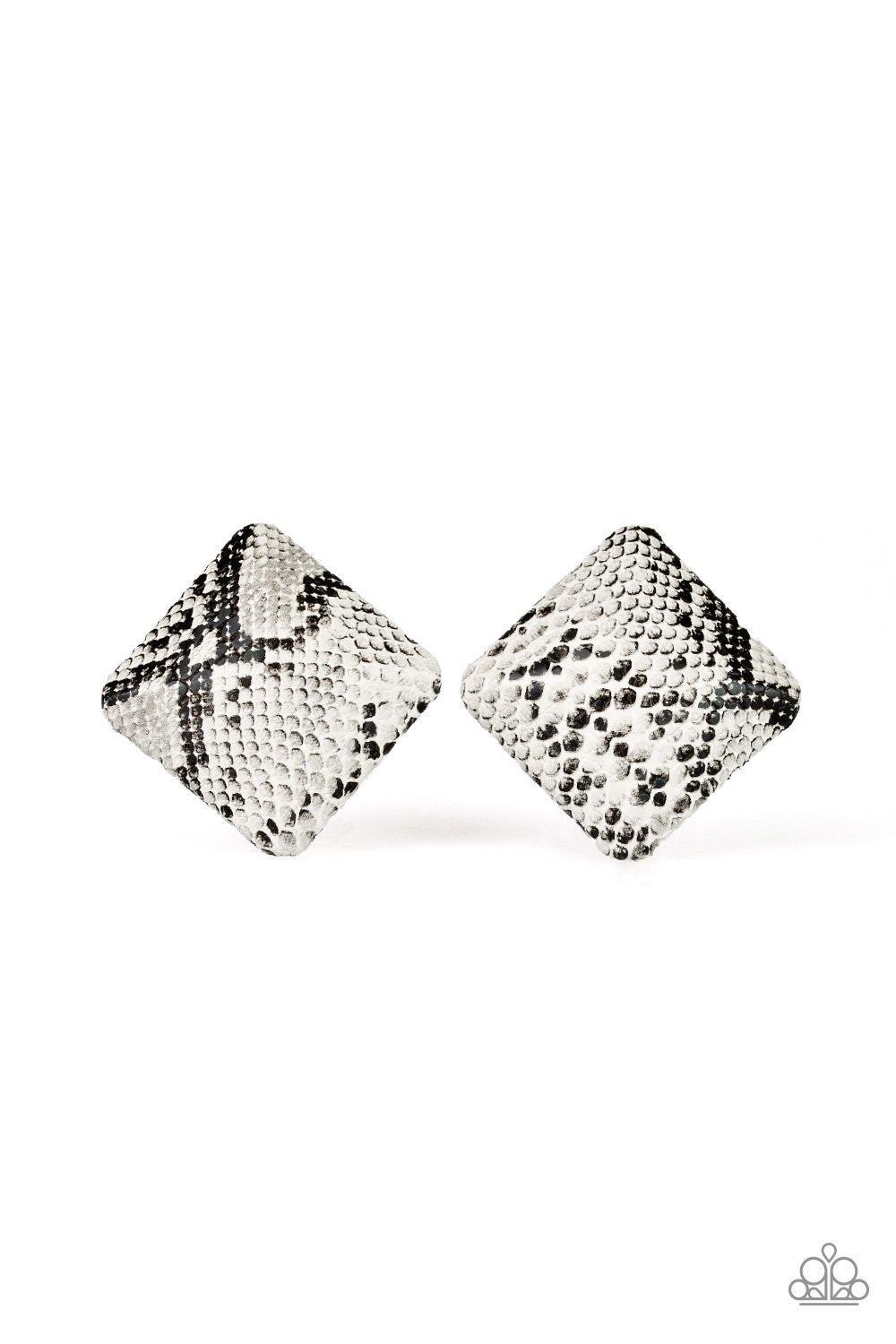MAKING HISS-STORY - PAPARAZZI - WHITE PYTHON SNAKE SKIN PRINT POST EARRINGS