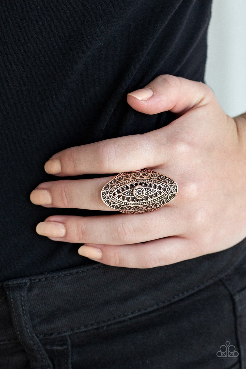 Tribal and Tribulation - copper - Paparazzi ring